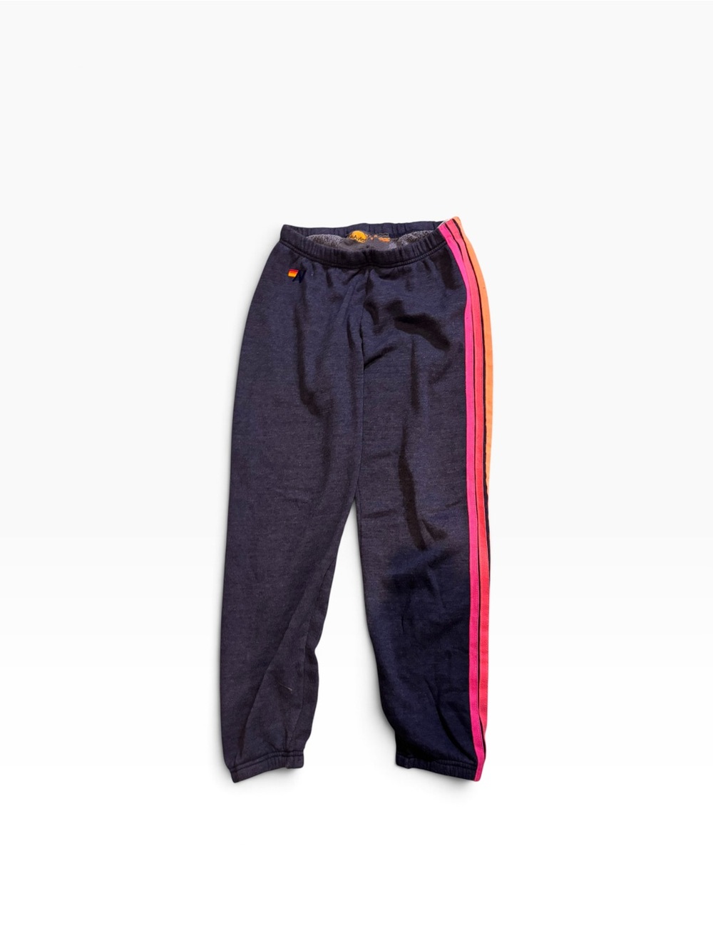 Aviator Nation Navy Joggers with Pink & Orange Side Stripes Women’s Size M